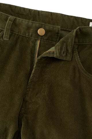 Athletic Straight Fit Japanese Corduroy 5-Pocket Pants In Moss Green