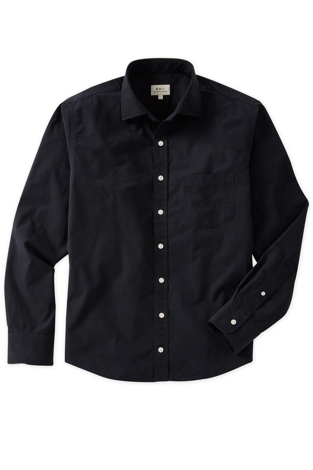 Black Long Sleeve Spread Collar Sport Shirt
