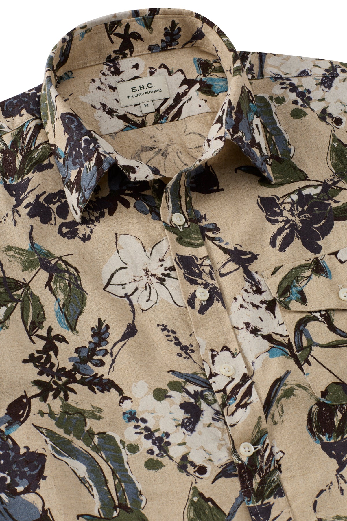 Ivory and Blue Flora Print Popover