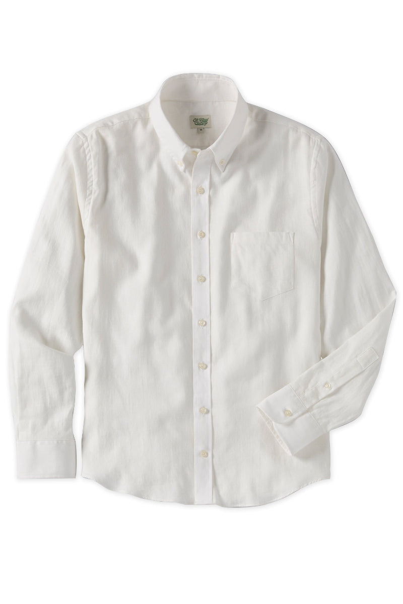 White Cotton Linen Sport Shirt