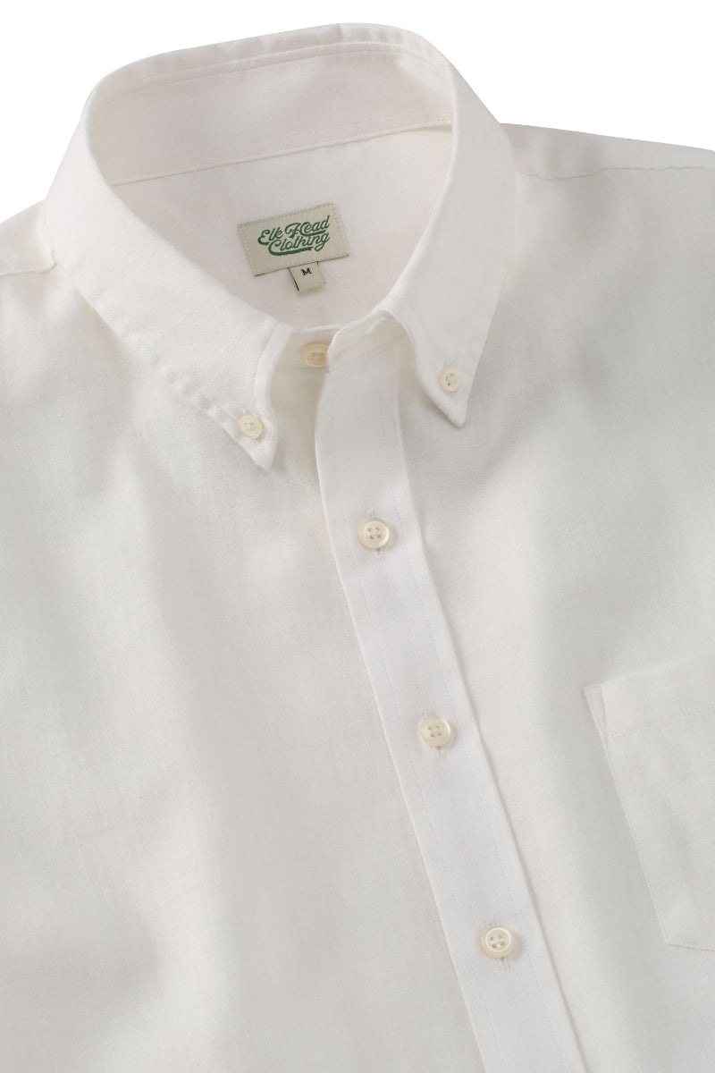 White Cotton Linen Sport Shirt