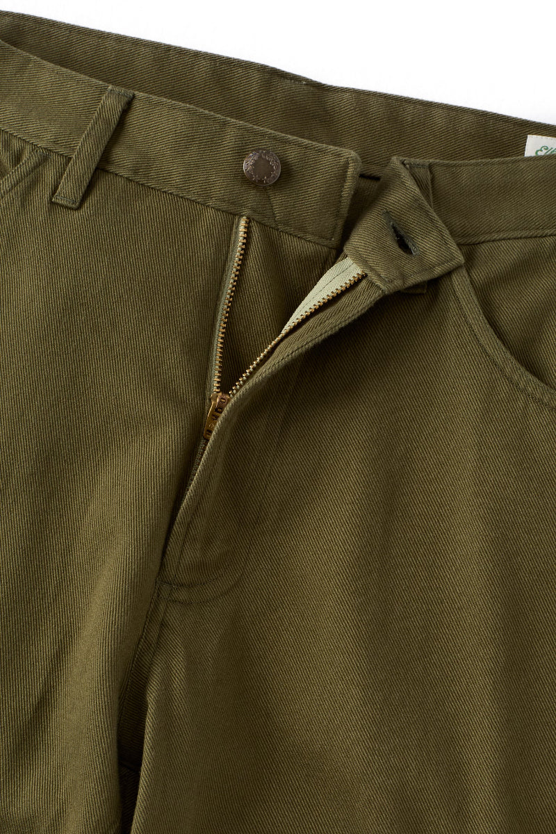 Athletic Straight Fit Japanese Cotton Linen 5-Pocket Pants In Sage green
