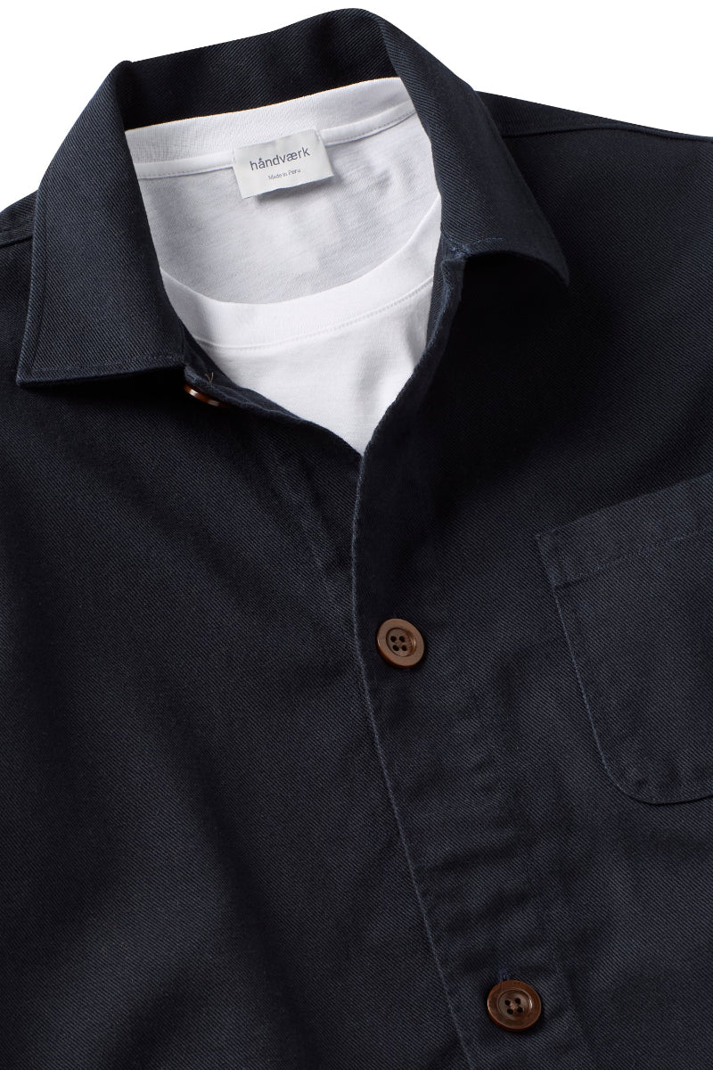 Navy Cotton Linen Twill Chore Coat