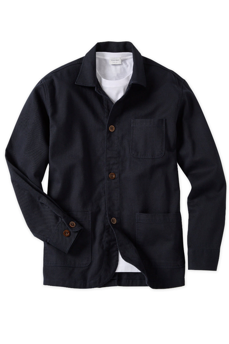 Navy Cotton Linen Twill Chore Coat
