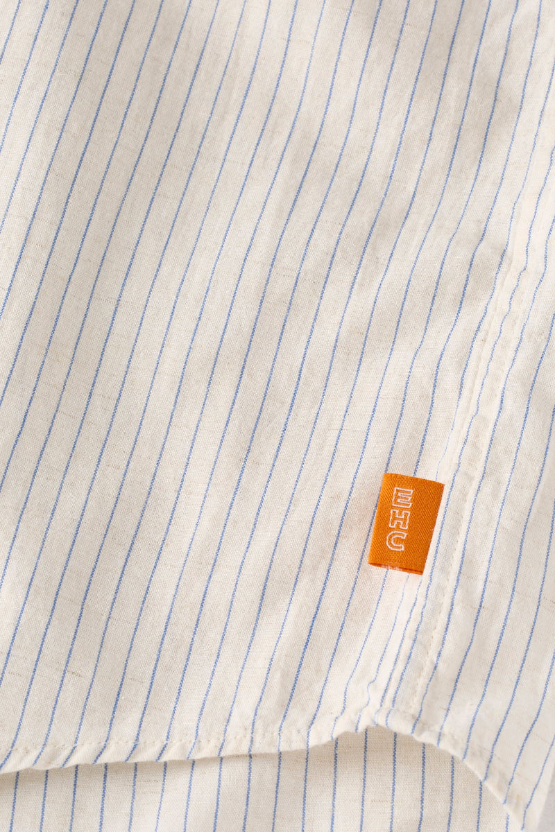 Ivory And Blue Cotton Linen Sport shirt