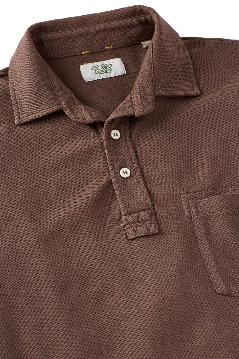 Sideline Pique Polo in Brown