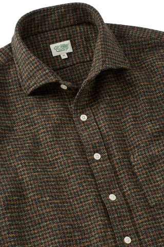 Green Black and Brown Houndstooth Flannel