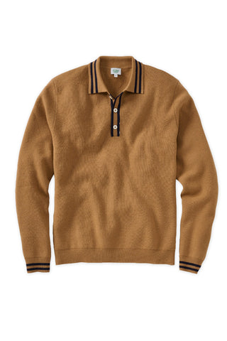 Camel Cashmere Milano Stitch Long Sleeve Polo