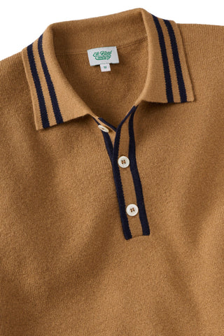 Camel Cashmere Milano Stitch Long Sleeve Polo