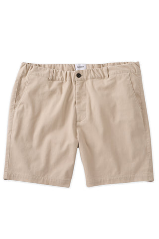 Brushed Cotton Stretch Shorts- Stone (6.75" Inseam )