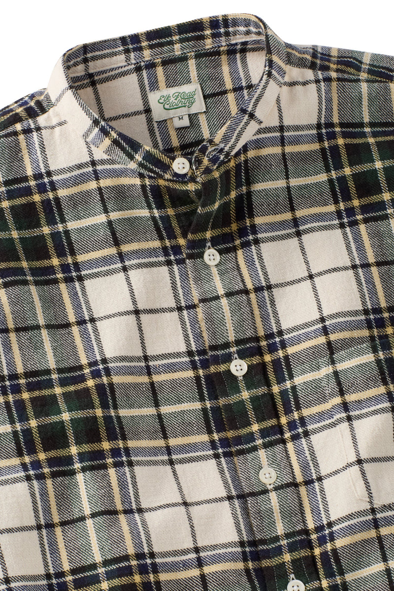 Ivory, Green and Blue Plaid Band Collar