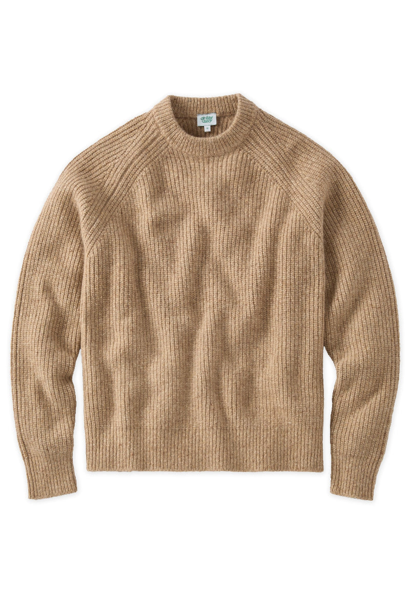 Cashmere Caramel Fleck Rib Knit Crewneck