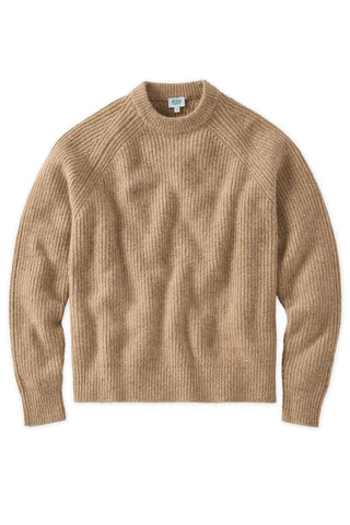 Cashmere Caramel Fleck Rib Knit Crewneck
