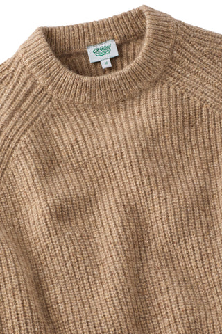 Cashmere Caramel Fleck Rib Knit Crewneck