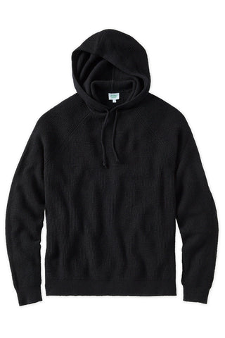 Black Cashmere Thermal Stitch Hoodie