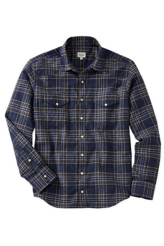 Japanese Navy and Ivory Plaid Pearl Snap Western