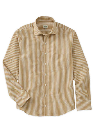 Tan and Ivory Stripe Spread Collar Shirt