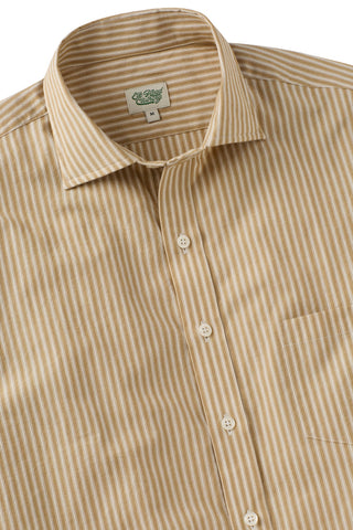 Tan and Ivory Stripe Spread Collar Shirt