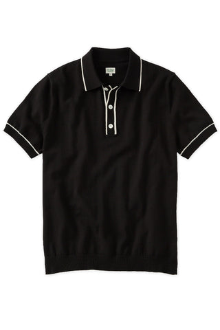 Black and White Tipped Cotton Polo