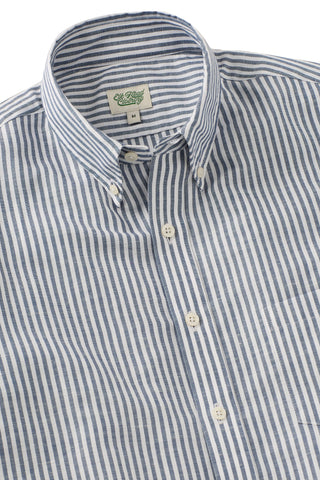 Navy Ivory University Stripe Button Collar