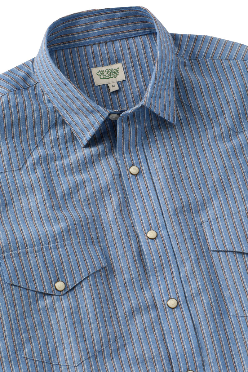 Cotton Linen Ivory Stripe Pearl Snap Western