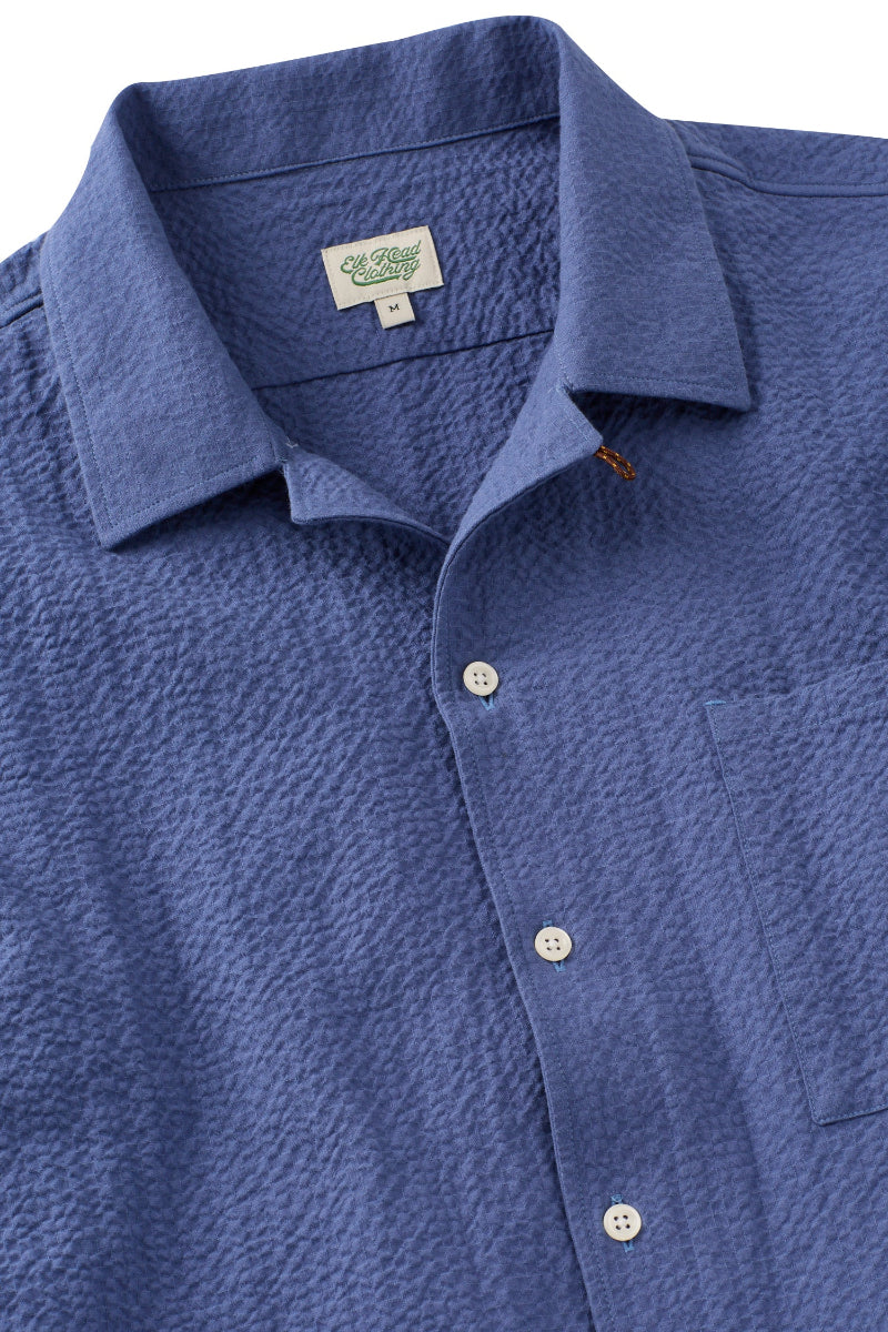 Steel Blue Long Sleeve Camp Collar