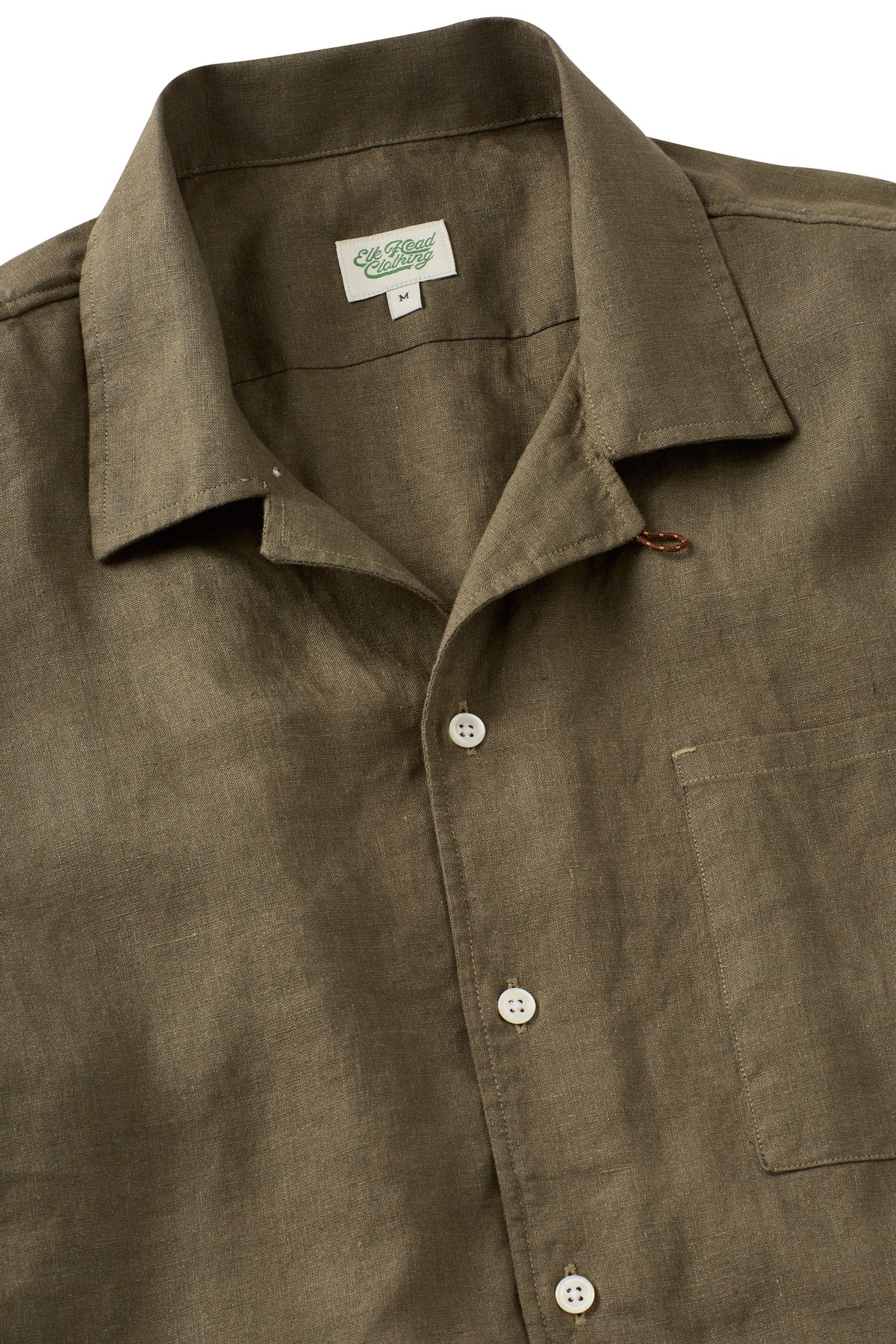 Olive Linen Camp Collar Sport Shirt