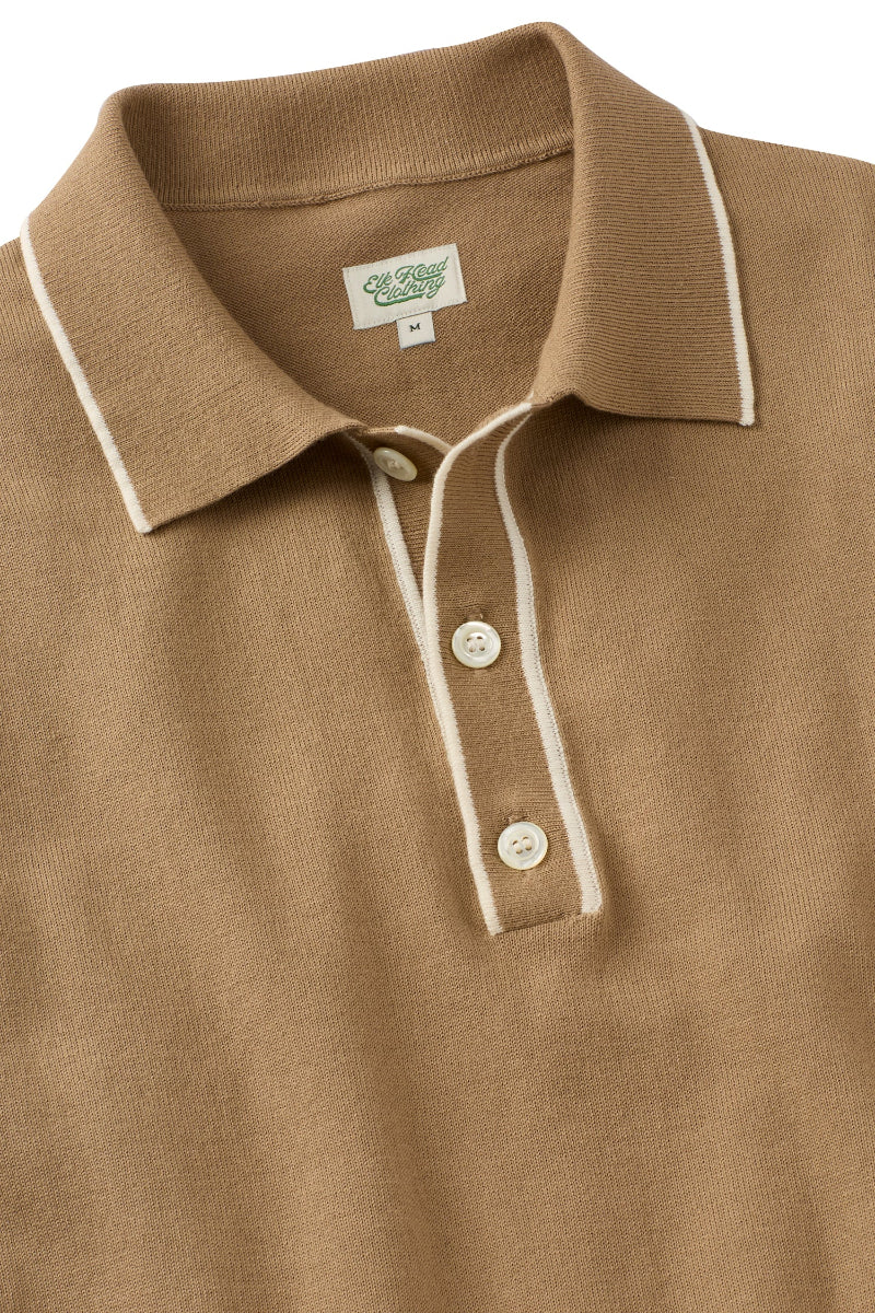 Tan and White Tipped Cotton Polo