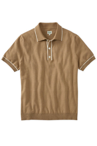 Tan and White Tipped Cotton Polo