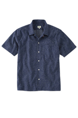 Cotton Navy White Polka camp collar