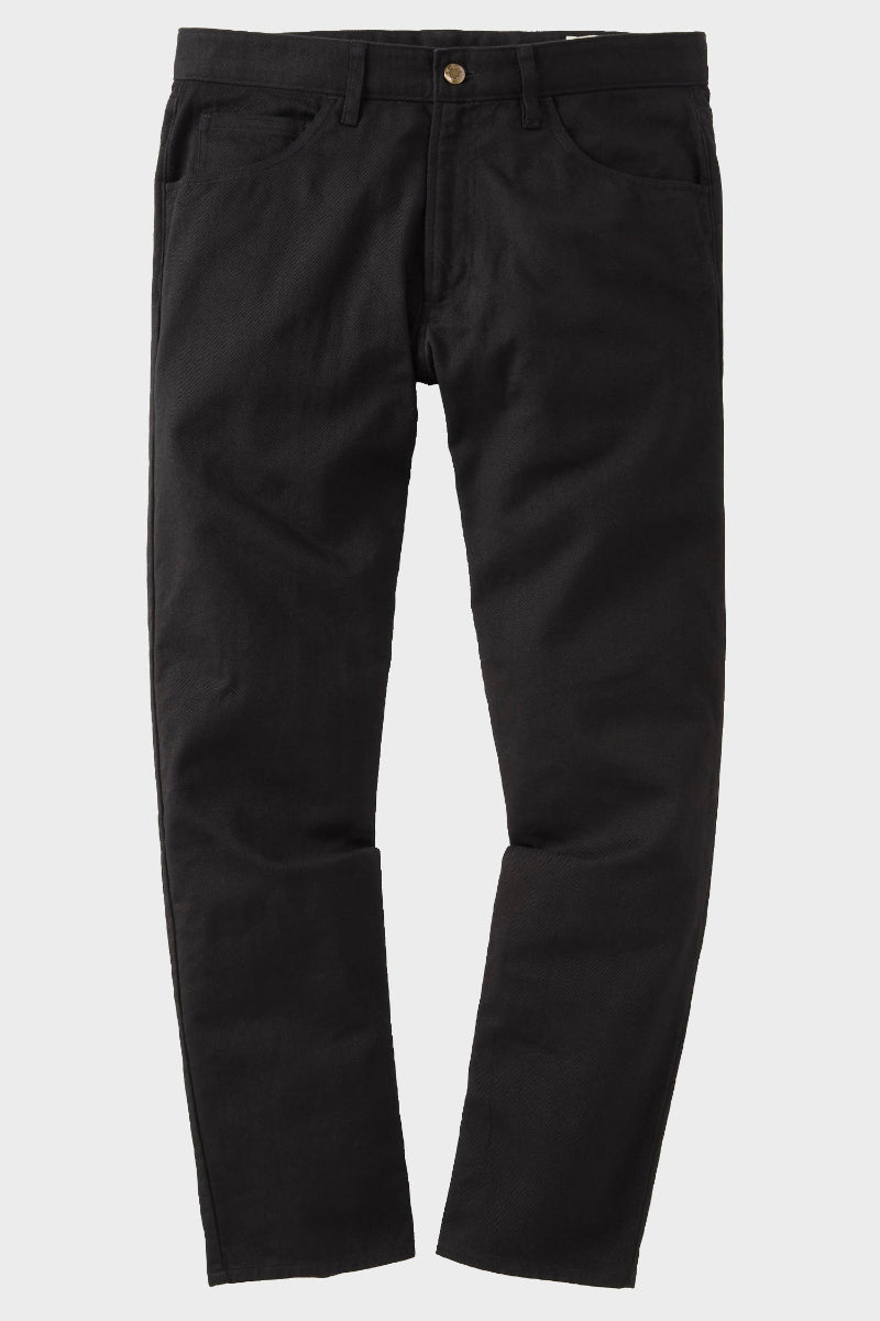Athletic Straight Fit Japanese Cotton Twill 5-Pocket Pants In Black