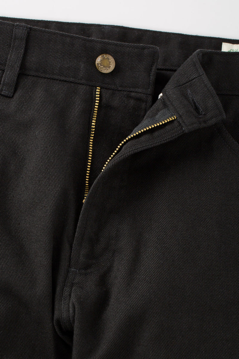 Athletic Straight Fit Japanese Cotton Twill 5-Pocket Pants In Black
