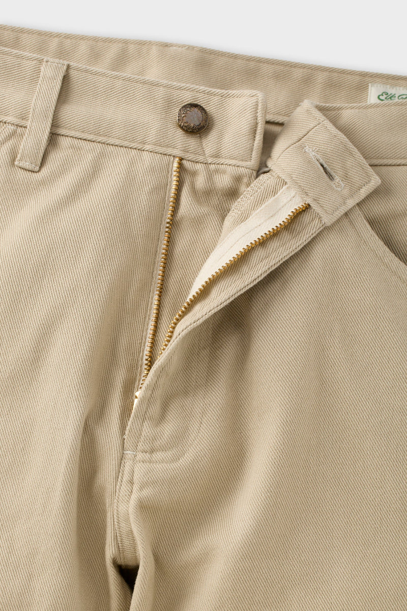 Athletic Straight Fit Japanese Cotton Twill 5-Pocket Pants In Stone