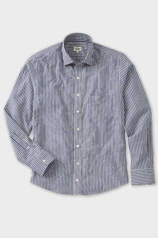 Ivory and Denim Stripe Spread Collar Shirt