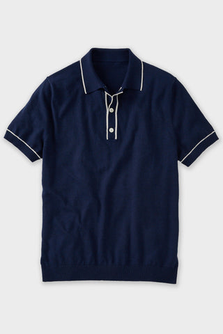 Blue Mélange White Tipped Coton Polo
