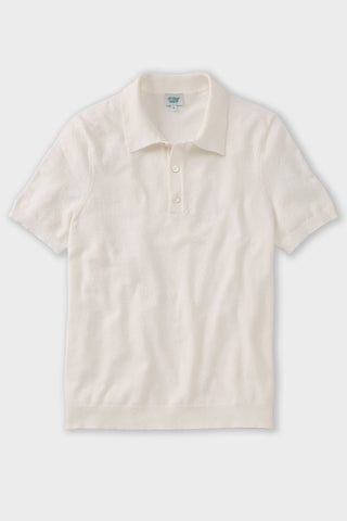 White Boucle Short Sleeve  Polo
