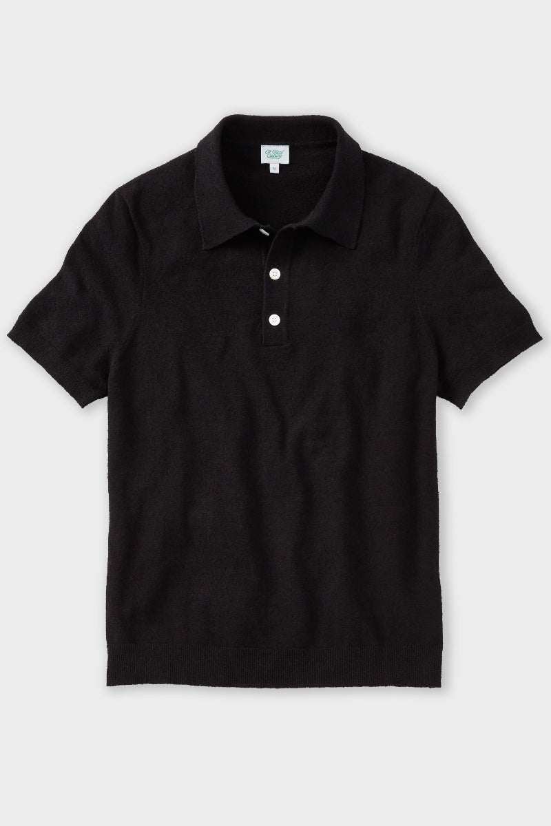 Black Boucle Short Sleeve Polo