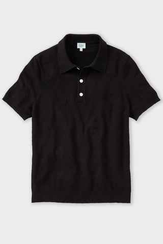 Black Boucle Short Sleeve Polo