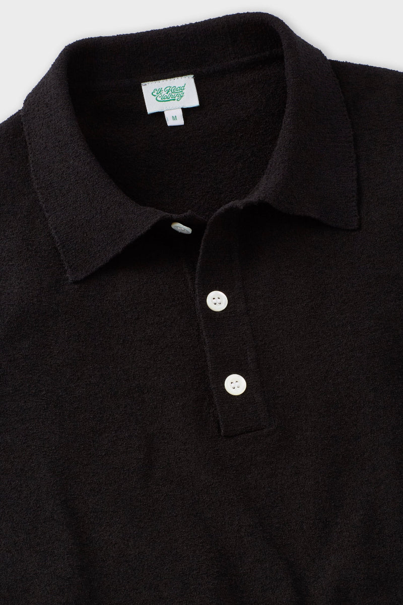 Black Boucle Short Sleeve Polo