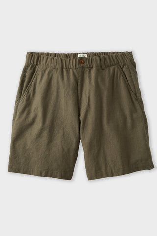 Olive Cotton Linen Field Shorts