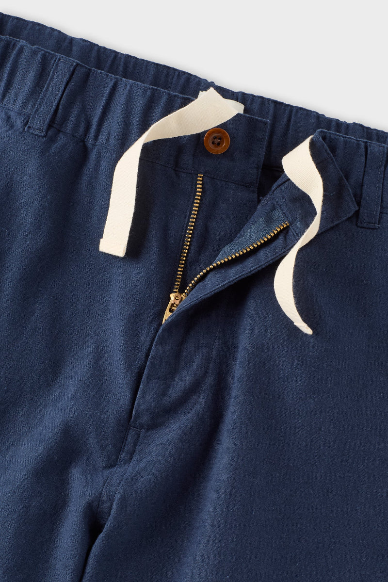 Navy Cotton Linen Field Shorts