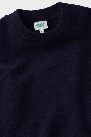 Navy Cashmere Rib-Collar Sweater