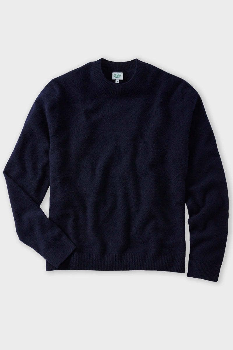 Navy Cashmere Rib-Collar Sweater