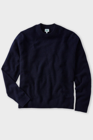 Navy Cashmere Rib-Collar Sweater
