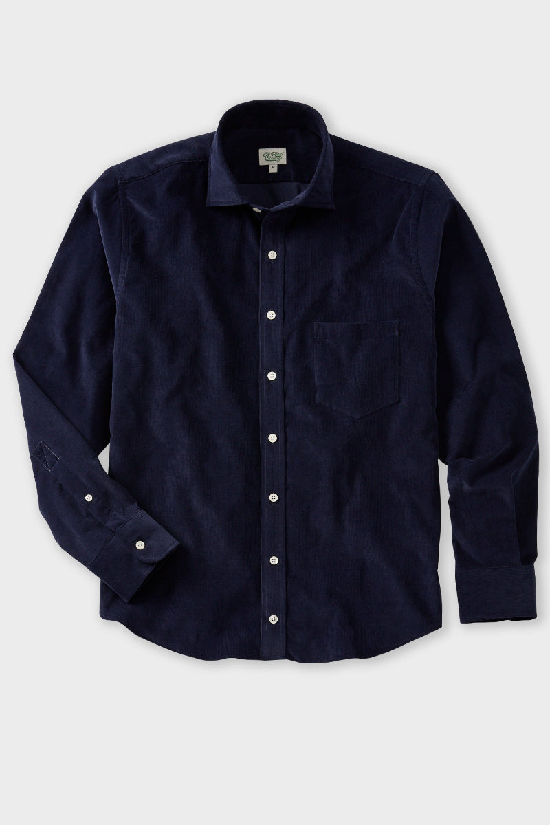 Navy Long Sleeve Corduroy Shirt