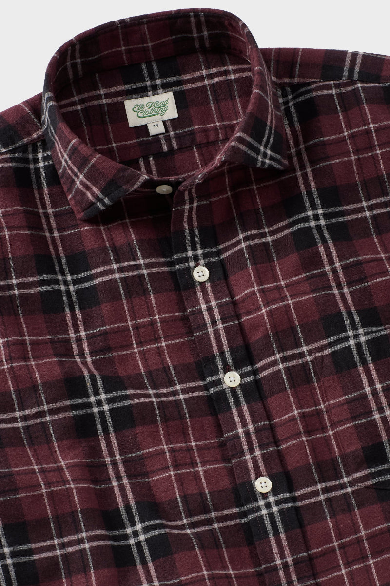 Burgundy, Gray and Ivory Plaid Brushed Flannel