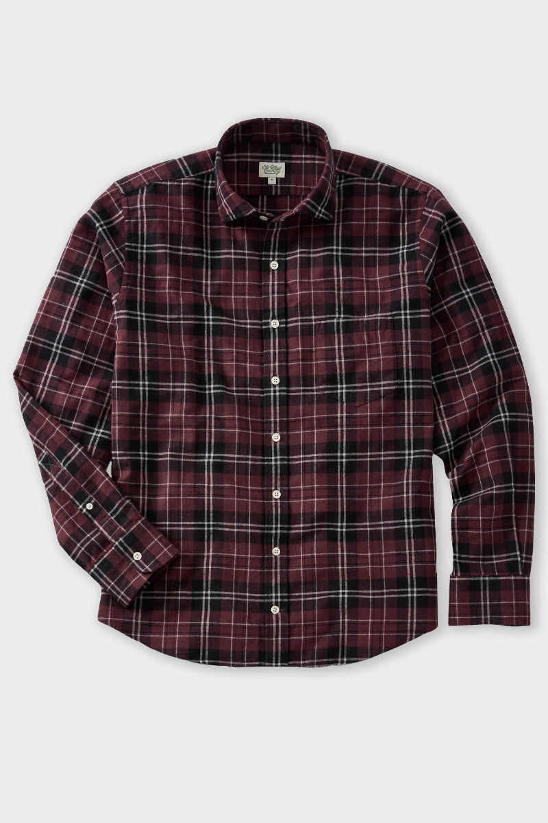 Burgundy, Gray and Ivory Plaid Brushed Flannel