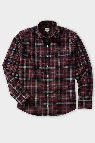Burgundy, Gray and Ivory Plaid Brushed Flannel