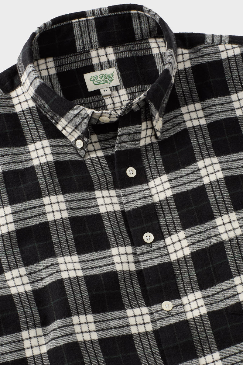 Ivory, Black and Pine Plaid Brushed Flannel