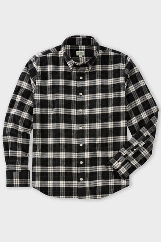 Ivory, Black and Pine Plaid Brushed Flannel
